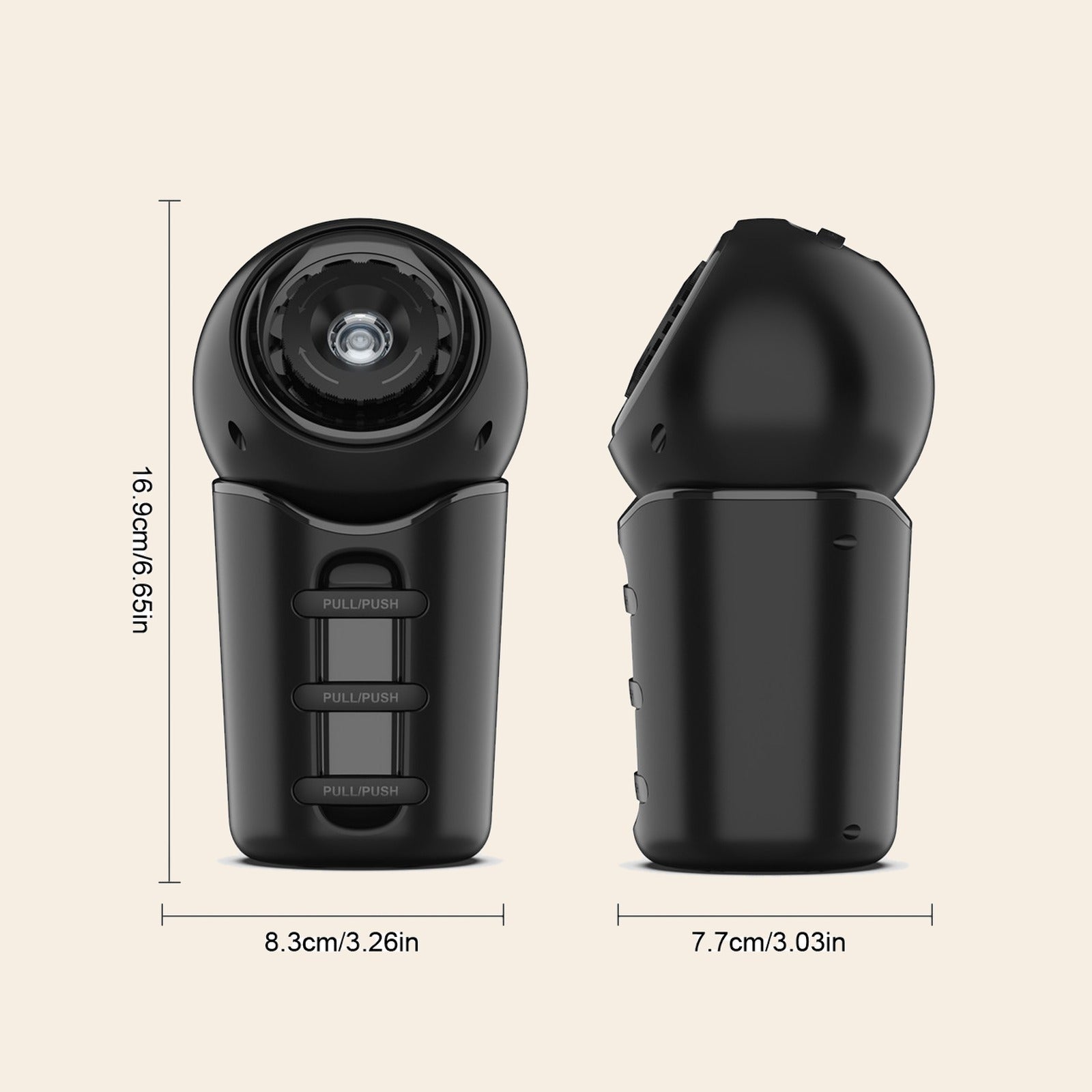 Galaxy Starry Sky Projector size reference: 16.9 cm tall, 8.3 cm and 7.7 cm across