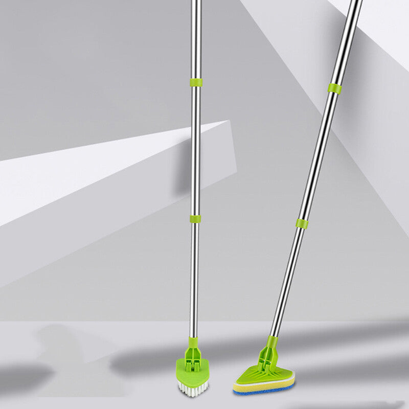 The scrubber pole shown at two telescopic settings, one short and one fully extended
